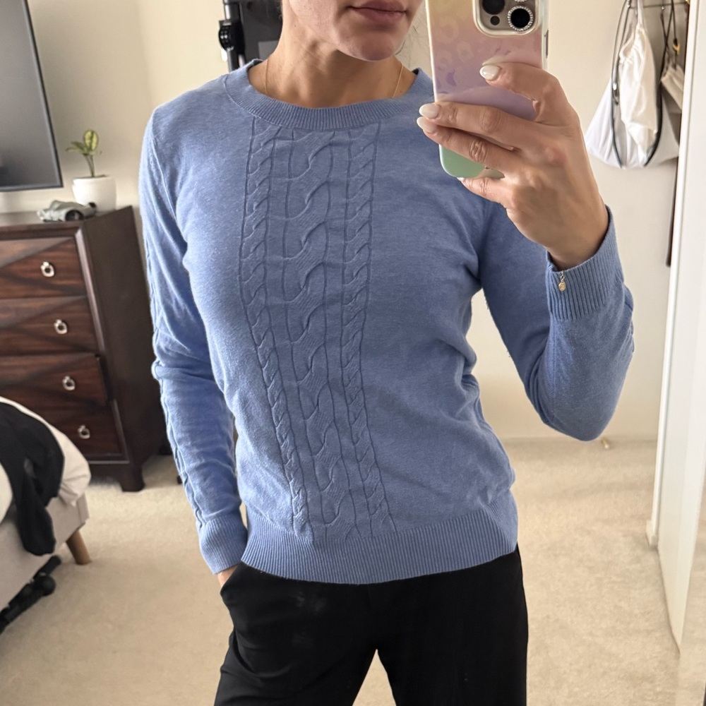 BANANA REPUBLIC Blue Cable Knit Sweater
